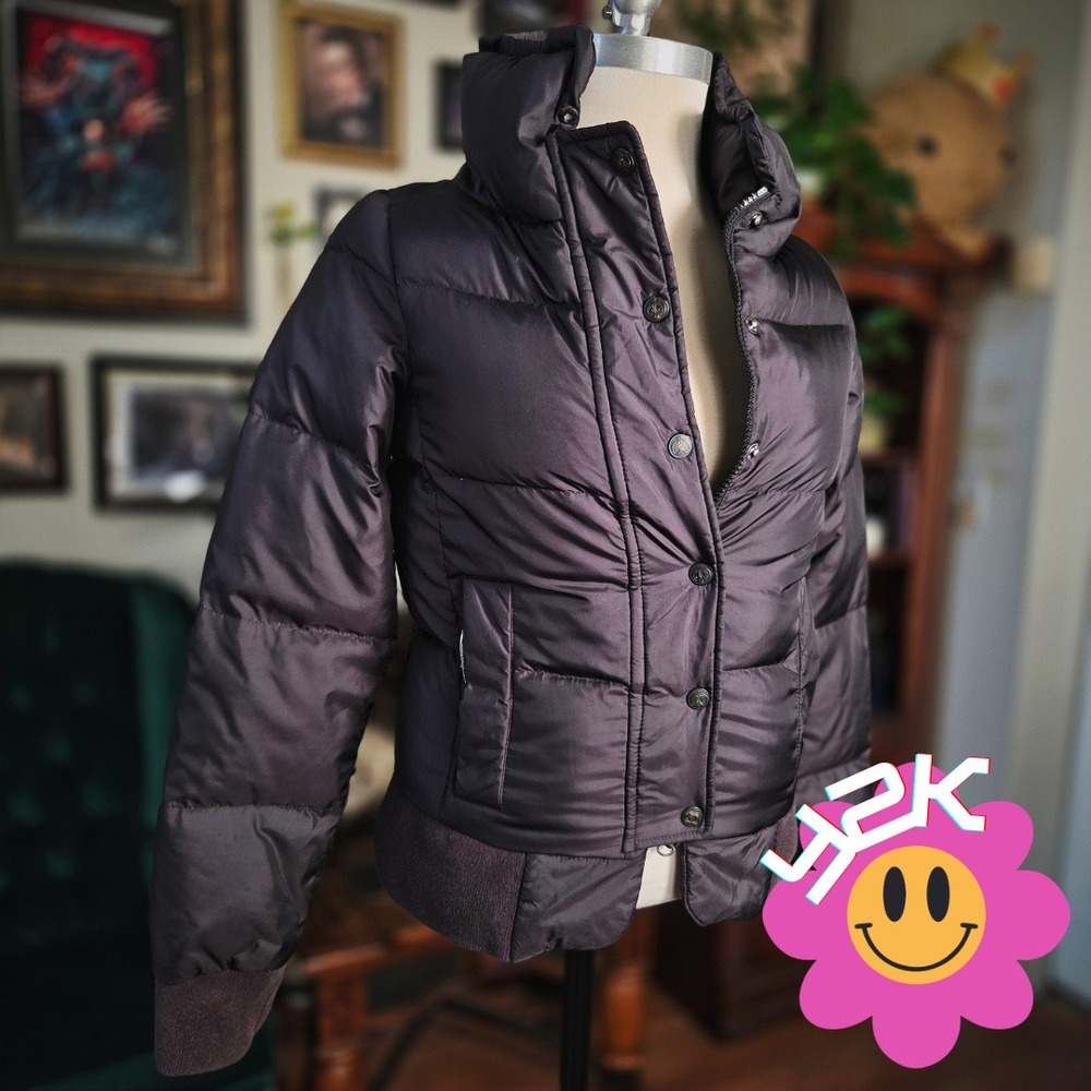 Juicy Couture Puffer Jacket Vintage 2000s Brown Down Filled Coat McBling Women P